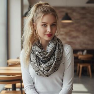 Express Snake Print Scarf With Gold Shimmer Accents